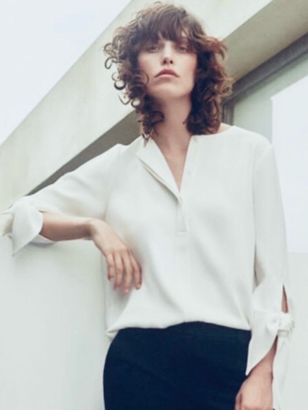 Whistles Crepe Blouse w/Tie Sleeves